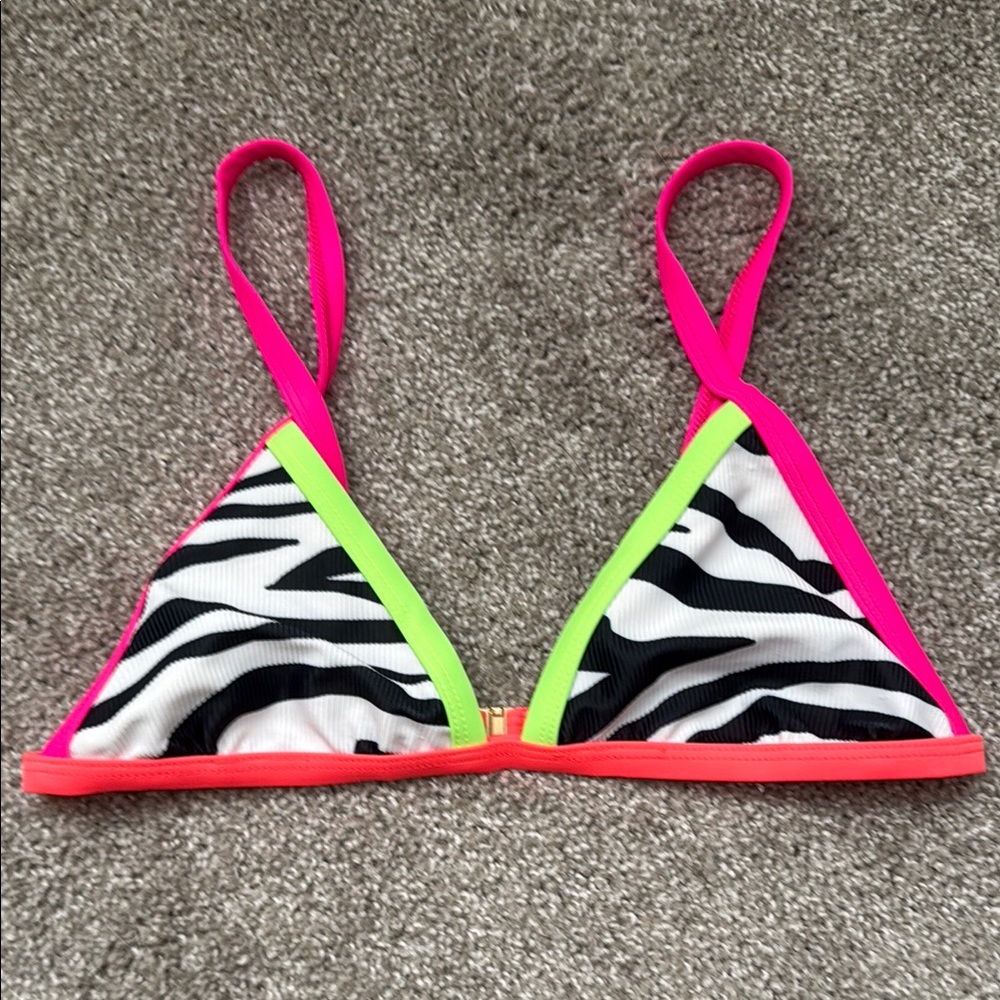 NWOT Beach Riot neon zebra bikini TOP AND BOTTOM